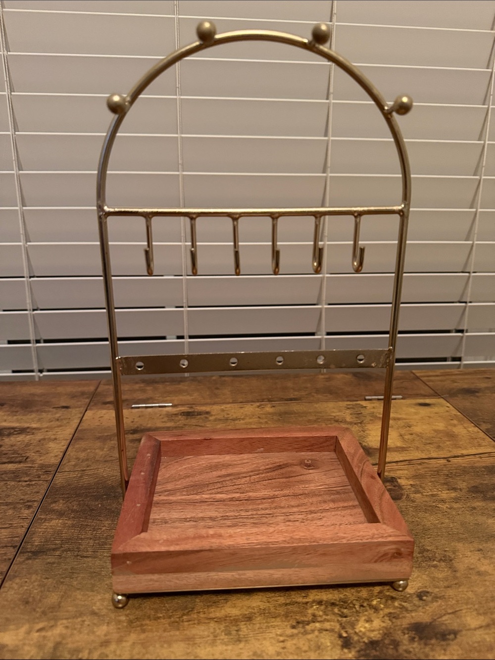 Gold & Wood Jewelry Stand Organizer